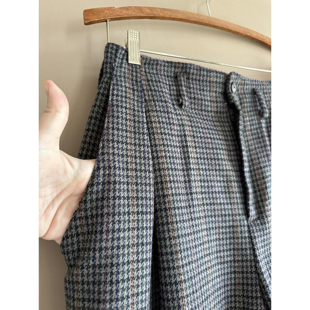 Casablanca Vintage Women's Wool Linen Houndstooth Trouser Dress Pants Size 12 - Picture 4 of 11